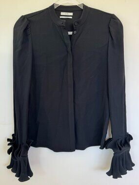 CO ESSENTIALS Ruffle Cuff Blouse - Black/xs